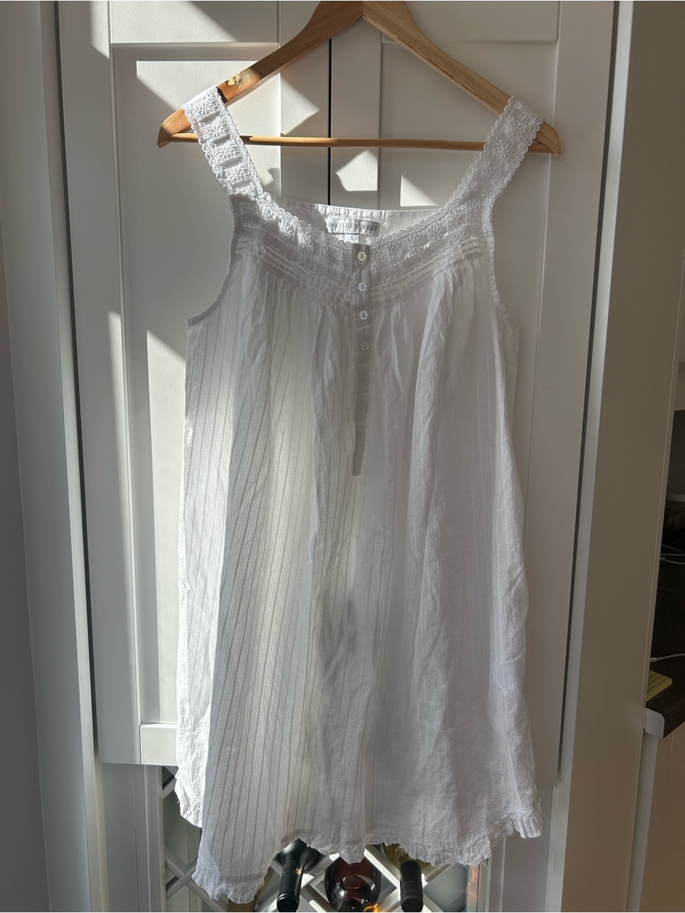 Eileen West Small White Lace-Trim Cotton Nightgown